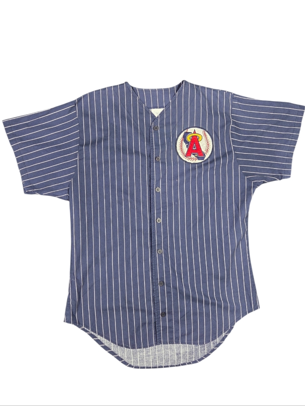 80s California Angels Baseball Jersey USA Chalk Line Single Stitch Pinstripe XL